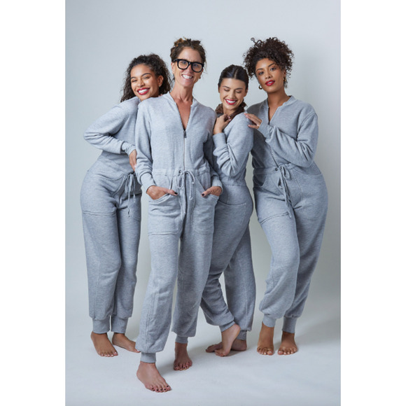 Evereve Rivet Utility Maven Jumpsuit Large Gray Long Sleeve Zip Oprah's Favorite - Picture 1 of 6